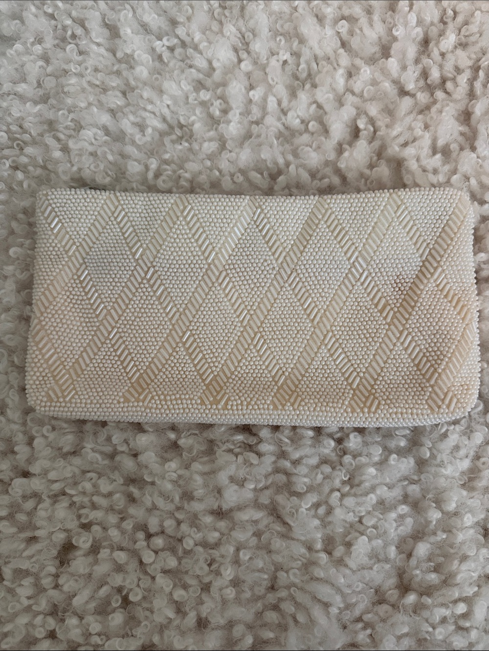 Ivory Beaded Evening Clutch - Elegant Women's Bag